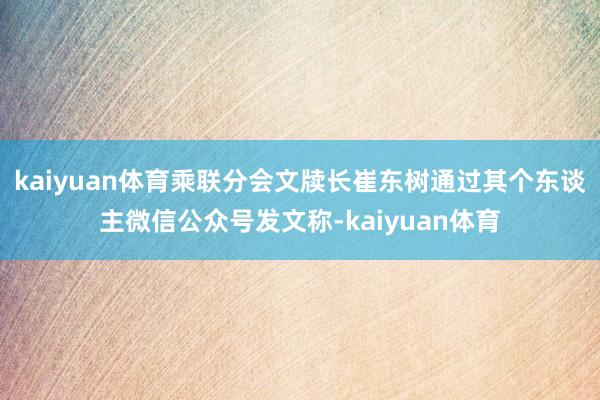 kaiyuan体育乘联分会文牍长崔东树通过其个东谈主微信公众号发文称-kaiyuan体育