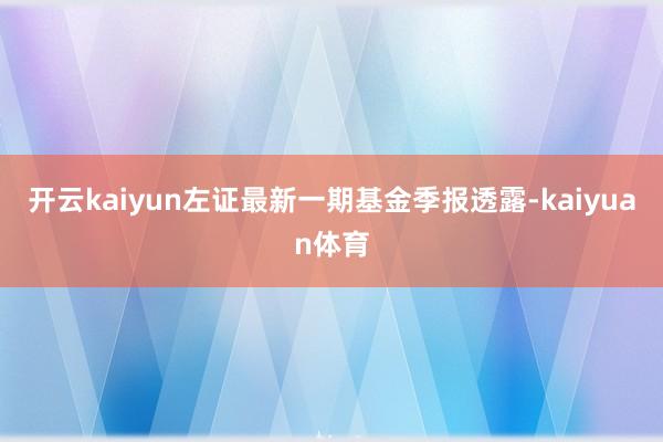 开云kaiyun左证最新一期基金季报透露-kaiyuan体育