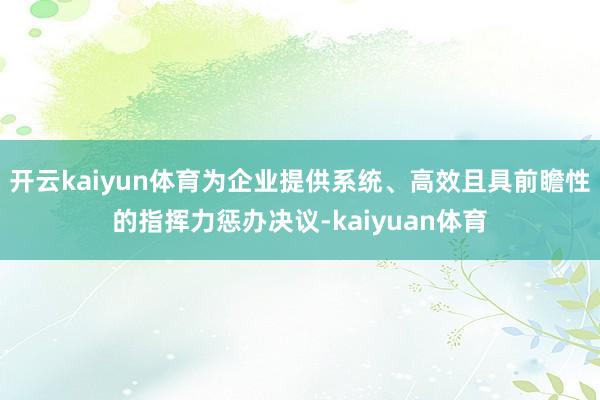 开云kaiyun体育为企业提供系统、高效且具前瞻性的指挥力惩办决议-kaiyuan体育