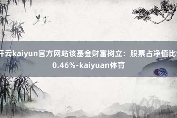 开云kaiyun官方网站该基金财富树立:股票占净值比90.46%-kaiyuan体育