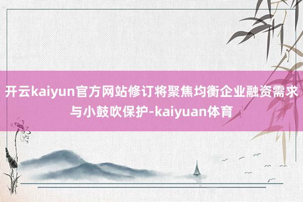 开云kaiyun官方网站修订将聚焦均衡企业融资需求与小鼓吹保护-kaiyuan体育